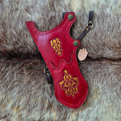 Olle Craft Ottoman Carving Lederköcher mit Handschnitzerei Rot